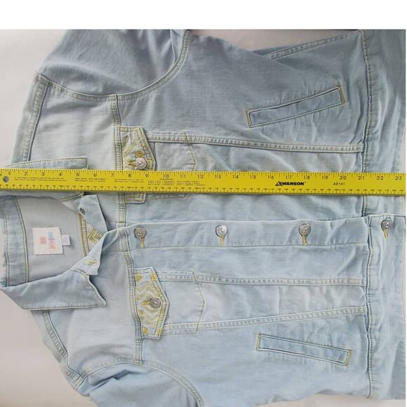 Cottagecore Southwestern Cowgirl Baby Blue Denim Jacket Yellow Embroidered XL - Picture 12 of 13